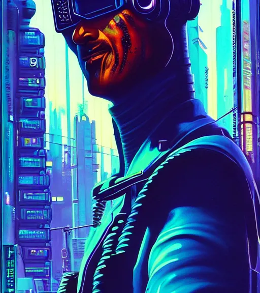 Image similar to a portrait of a cyberpunk denizen, Night City, cyberpunk 2077, very very coherent painting, 1979 OMNI Magazine Cover, street level neo-Tokyo in cyberpunk 2020 style by Vincent Di Fate by mark arian by artgerm, 4k, 8k, HD, trending on artstation