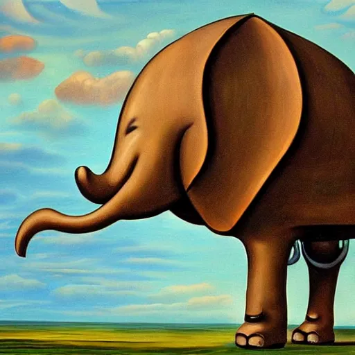 Image similar to surrealist painting of a steampunk elephant