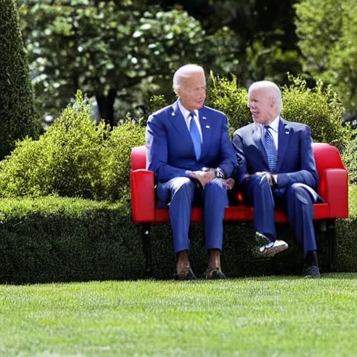 Image similar to Joe Biden and Nintendo's Super Mario converse on the White House Lawn. AP Photo