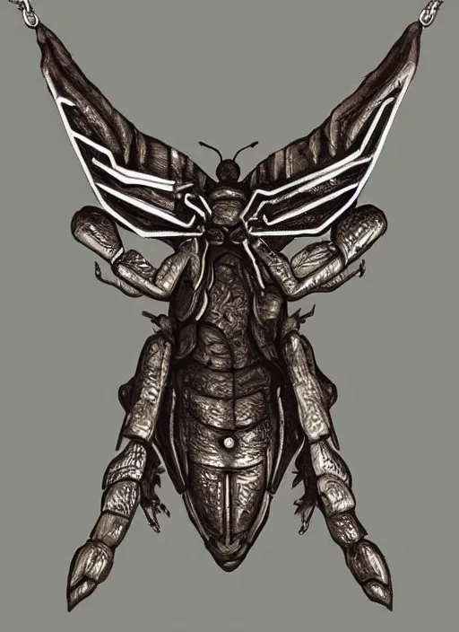 Image similar to concept art of small insect pendant, fantasy illustration, trending on artstation, dungeon and dragon, symmetry, item art, high res