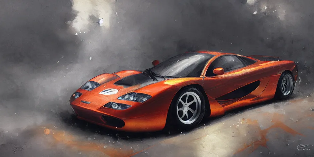 Image similar to a cinematic painting of a 2 0 0 4 mclaren f 1 race car by greg rutkowski, rim light, highly detailed, beautiful