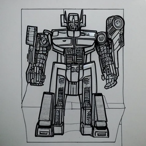 Image similar to optimus prime drawing in the style of Egon Schiele