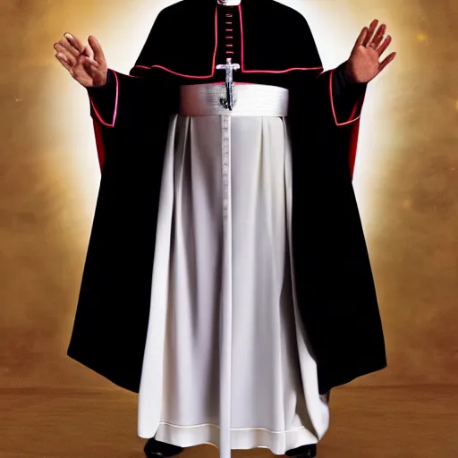 Image similar to pope benedict wearing sith cloak as chancelor palpatine in star wars episode 3, 8 k resolution, cinematic lighting, anatomically correct