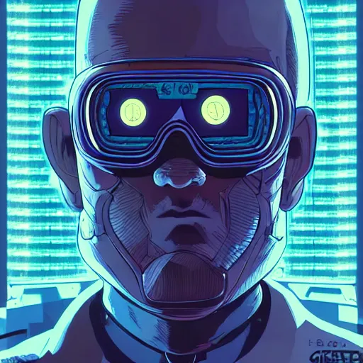 Image similar to dwight eisenhower. a clever cyberpunk merc, centered in the frame, cyberpunk concept art by Jean Giraud and josan gonzales, digital art, highly detailed, intricate, sci-fi, sharp focus, Trending on Artstation HQ, deviantart, 4K UHD image