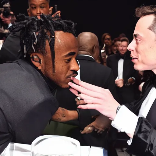 Prompt: photograph of lil uzi vert dapping up Elon musk