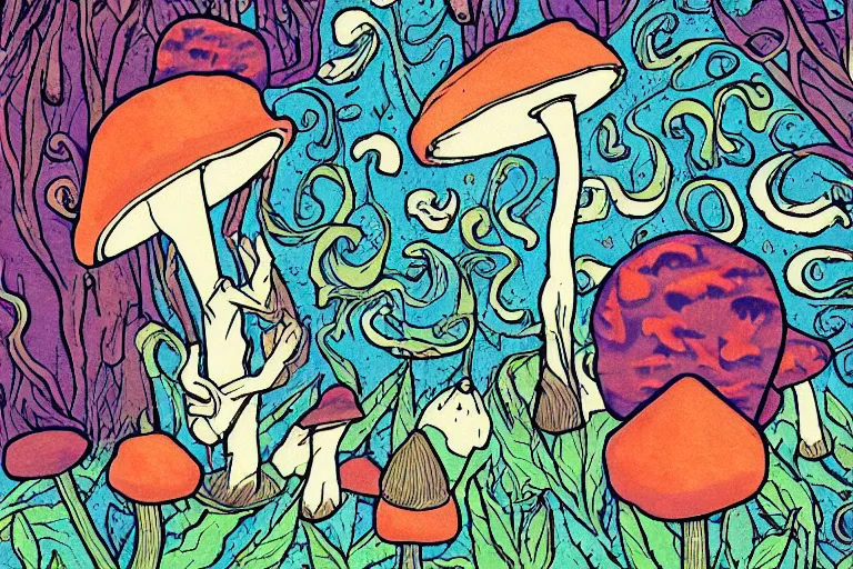 Image similar to a medicine for melancholy : how magic mushrooms can teach us to tell ourselves new stories illustration by steele savage