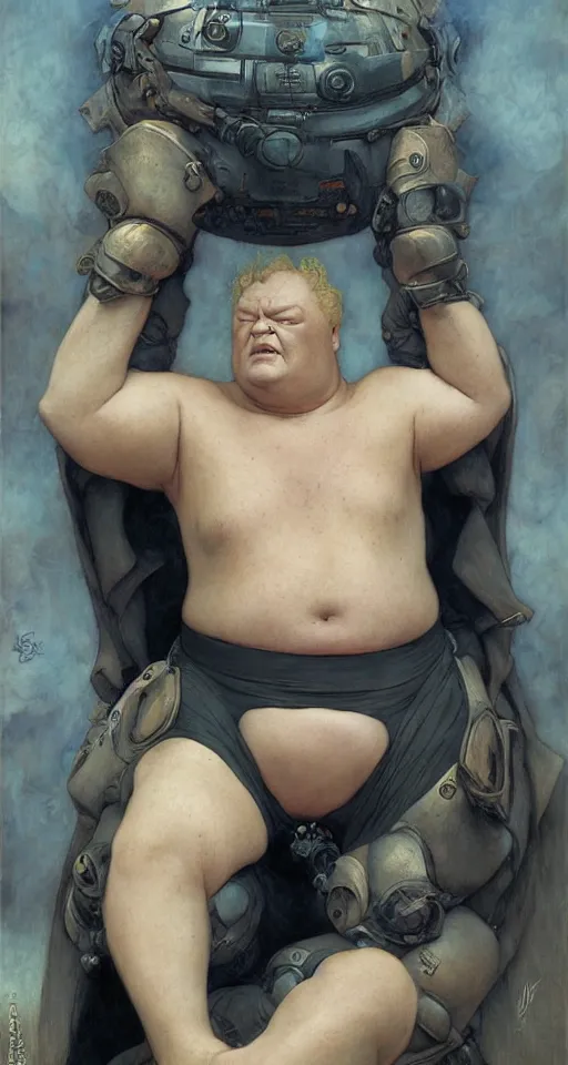 Image similar to baron harkonnen, by edgar maxence artgerm ross tran and michael whelan and gustav klimpt