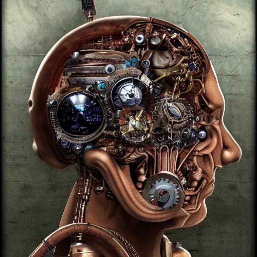 Prompt: a big brain for a machine, machine-brain, mechanical brain, steampunk brain, realistic, 8k, detailed