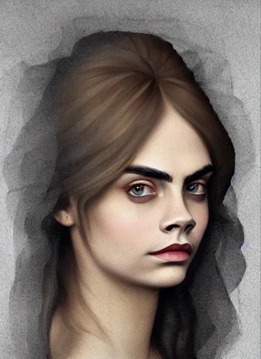 Prompt: cara delevingne painted by leonardo da vinci, detailed digital art, trending on Artstation