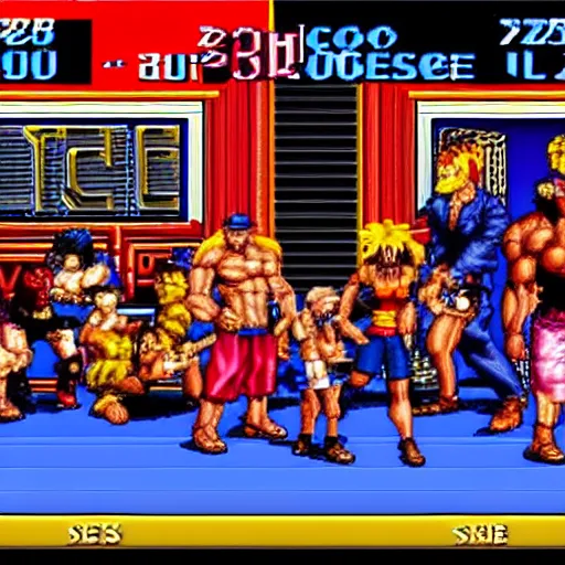 Image similar to streets of rage 2 on sega genesis new character select screen.