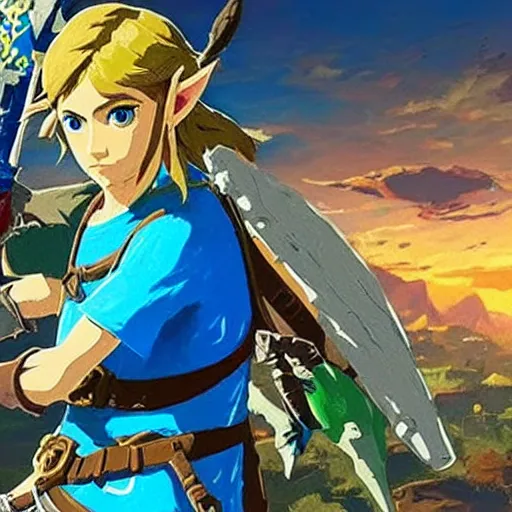 Image similar to promotional posted for zelda breath of the wild 2