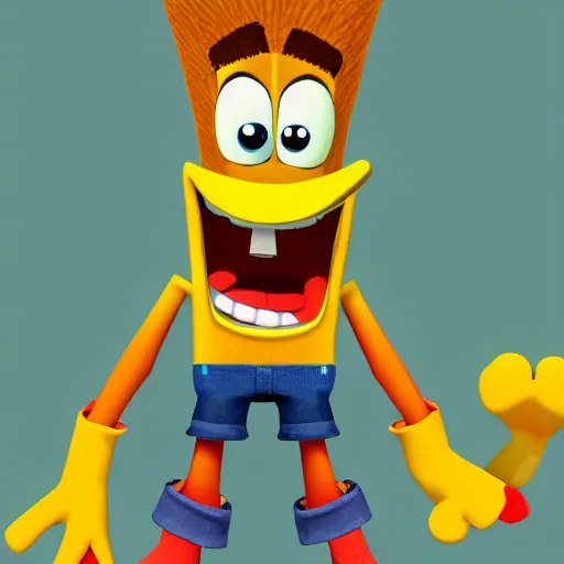 Prompt: crash bandicoot as a spongebob character