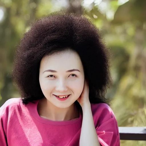 Image similar to face of a 30 years old chinese woman with African hair