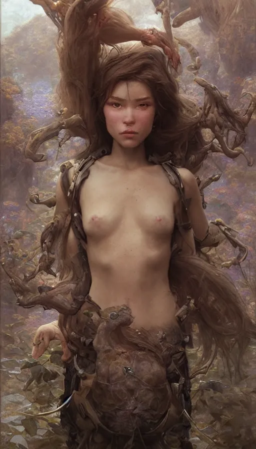 Prompt: epic masterpiece jackie moore, sweaty skin, hyperrealistic, octane render, cinematic, beautiful face and flawless skin, perfect hands, 5 fingers, by edgar maxence and ross tran and michael whelan, legends of runeterra