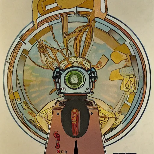 Prompt: robot by mucha