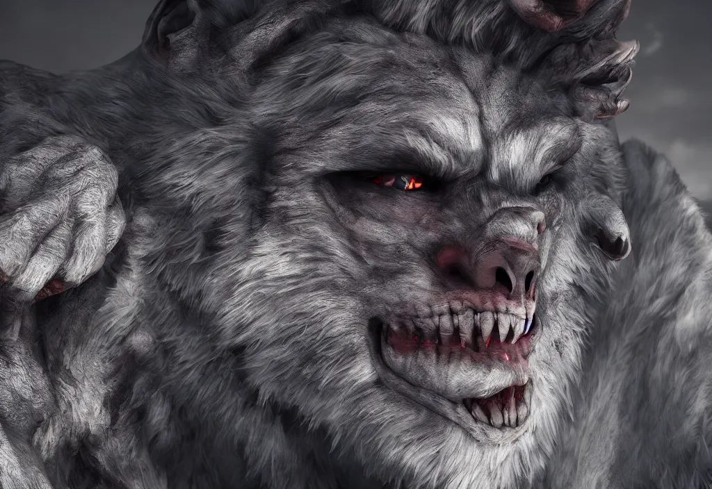 Image similar to portrait of a werewolf in russia, 4 k, 8 k, octane render, creepy vibe, close up