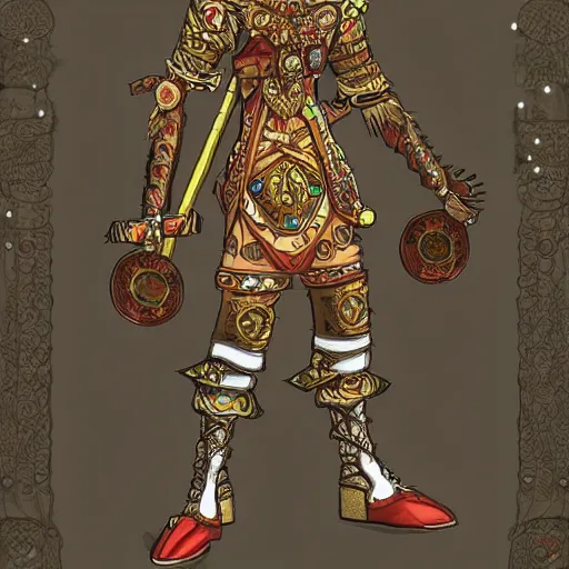 Image similar to concept fantasy art character design for a magical bingo drum player, ornate, detailed, intricate, dnd character,