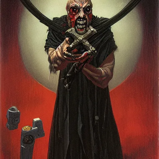 Image similar to portrait of crazed zealot inquisitor by gerald brom