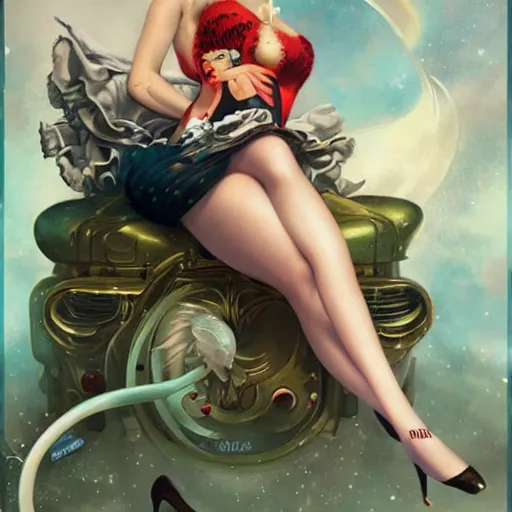 Image similar to a pinup by anna dittmann and gil elvgren.