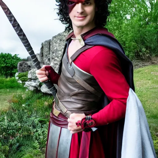 Image similar to DC's character Robin costume as Frodo, dslr photo