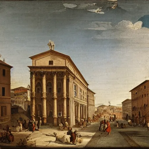 Image similar to the view down a street, buildings in rome by girolamo da catignola and martinus rørbye