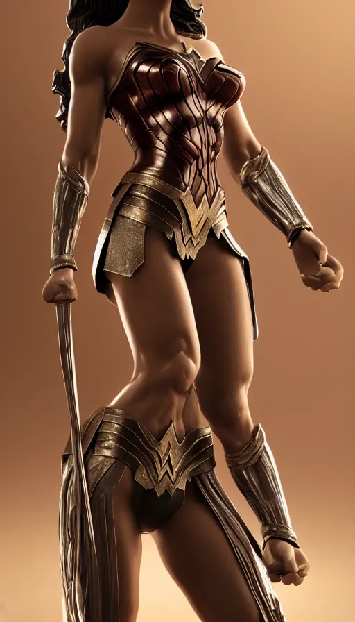 Image similar to marble statue of wonder woman, full body length, hyper detailed, digital art, trending in artstation, cinematic lighting, studio quality, smooth render, unreal engine 5 rendered, octane rendered, art style by klimt and nixeu and ian sprigger and wlop and krenz cushart