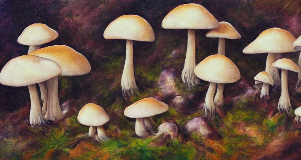 Image similar to a beautiful painting of mushrooms by Tokio Aoyama, Mario Martinez, David Normal