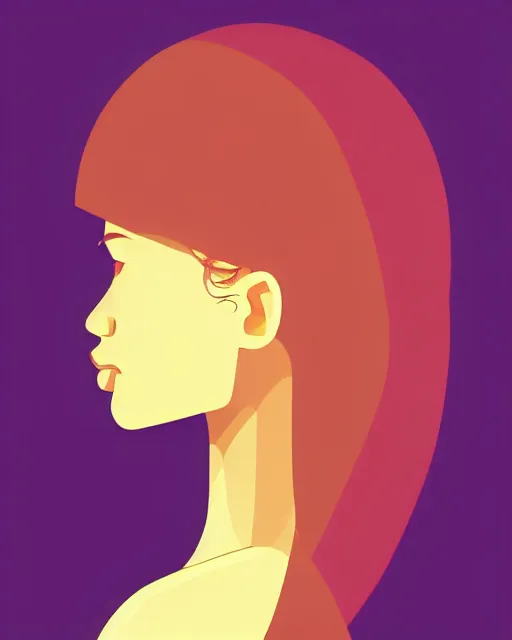 Prompt: girl artwork by cabu, golden hour, illustration, highly detailed, simple, smooth and clean vector curves, no jagged lines, vector art, smooth, artstation