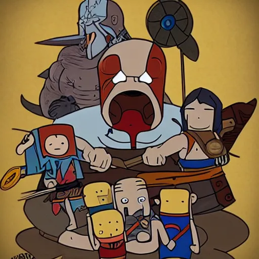 Image similar to god of war inspired by adventure time