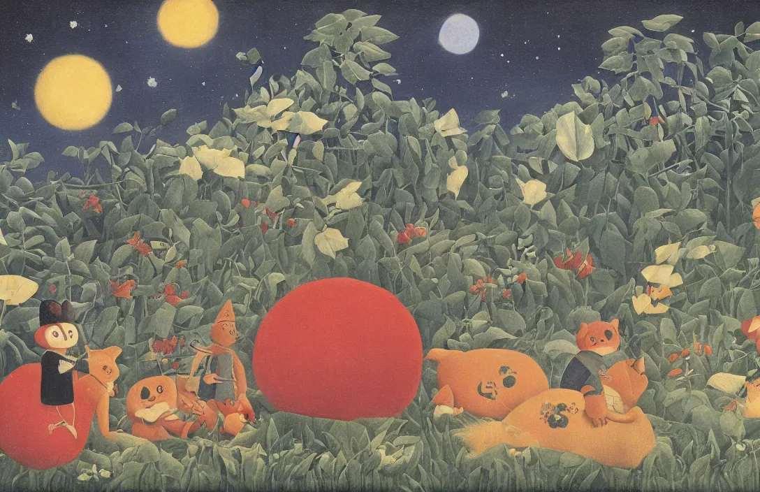 Prompt: the three body problem, style of henri rousseau and richard scarry and hiroshi yoshida, cinematic