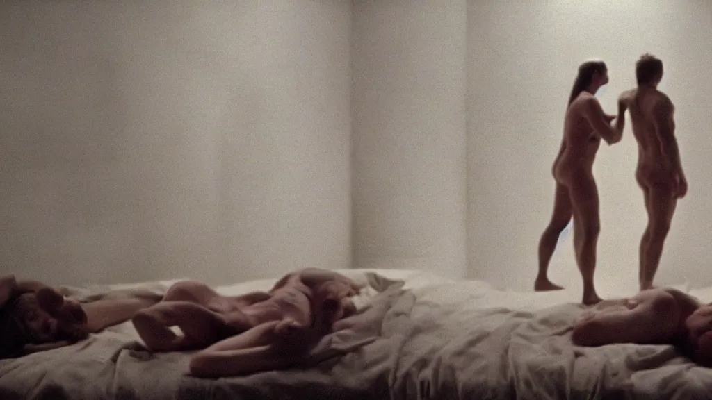 Image similar to movie still of having sleep paralysis, cinematic composition, cinematic light, criterion collection, by lars von trier