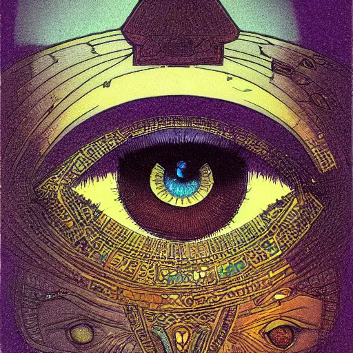 Image similar to eye of hours in the style of moebius, egypt