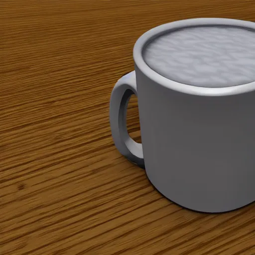 Image similar to a photo realistic mug shattering into voxel cubes.