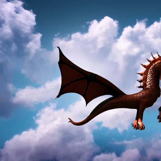 Image similar to luck dragon falcore soaring in the sky, photorealistic, 8 k rendering, vray, drum scanner