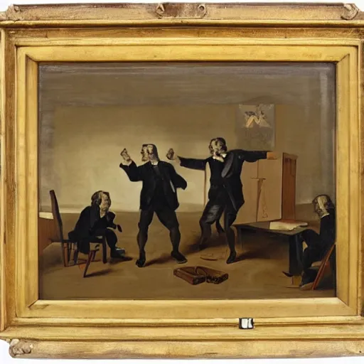 Prompt: painting of two business men in an office arguing, Théodore Géricault style