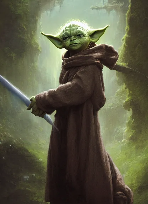 Prompt: orlando bloom as yoda, digital art by eugene de blaas and ross tran, vibrant color scheme, highly detailed, in the style of romanticism, cinematic, artstation, greg rutkowski