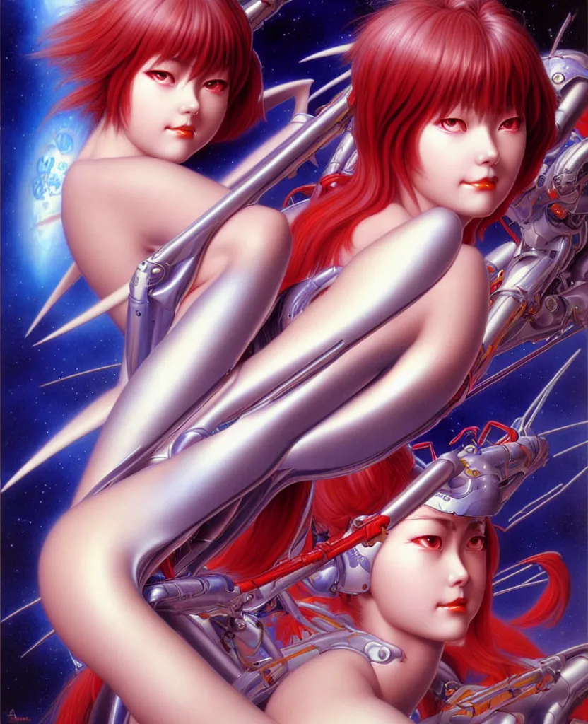 Prompt: detailed, asuka ayanami, evelyn de morgan, peter andrew jones