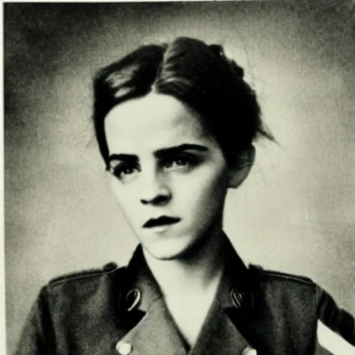 Image similar to photograph of soviet political commissar comrade emma watson, vintage revolution photograph, famous photo