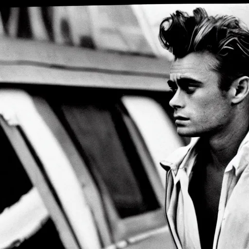 Image similar to james dean photographed by peter lindbergh