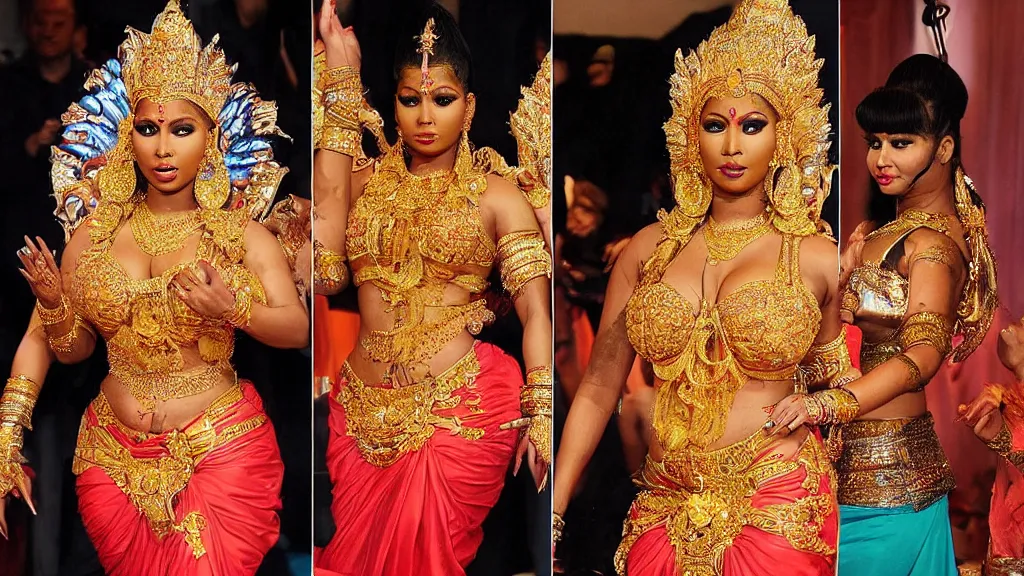 Prompt: nicki minaj dressed as a hindu goddess, stunning