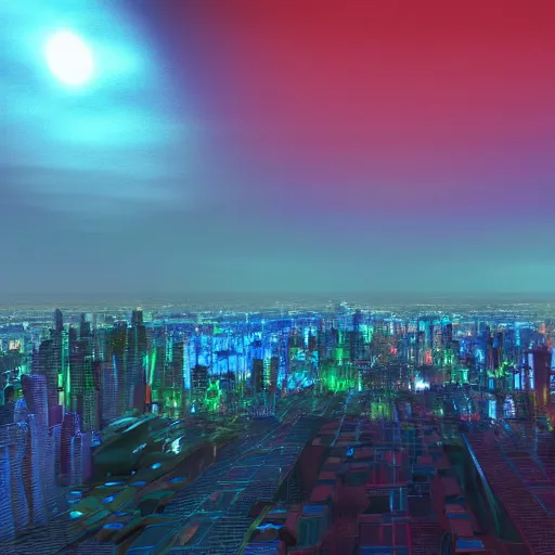 Prompt: a mars'city, full of high buildings, neon night, fluids, blue moon, postcyberpunk, octave render, telephoto, ph