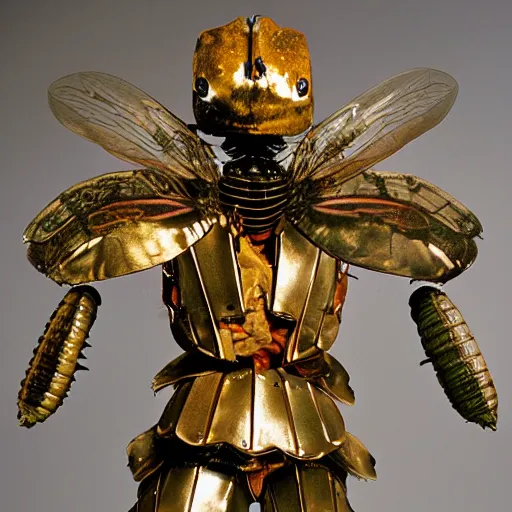 Prompt: armor made of insect chitin