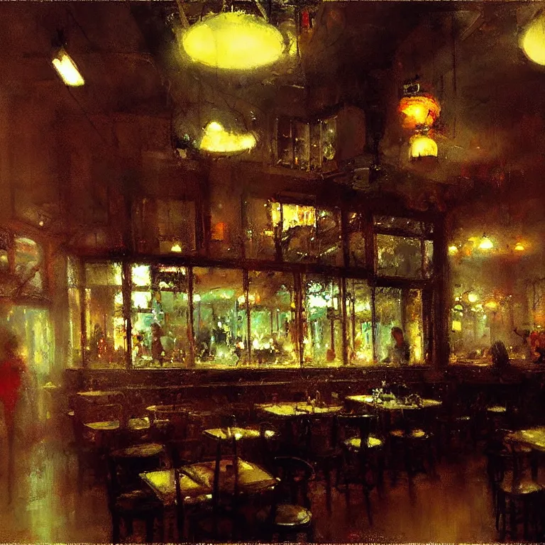 Image similar to interior of pizzeria by jeremy mann