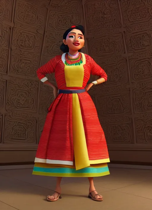 Prompt: disney pixar visual of a sassy woman wearing assamese mekhela bihu gamosa stylish modern costume ; official media ; cute face by wlop ; octane render, unreal engine 5, trending on artstation, 8 k high resolution, global illumination ray tracing, highly detailed, digital art, symmetrical, cinematic, high coherence, hdr fabric textures