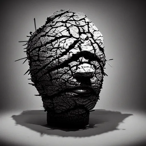 Image similar to rhizomuse, artists impression, cgsociety, abstract sculpture, dramatic intense lighting, deep shadows