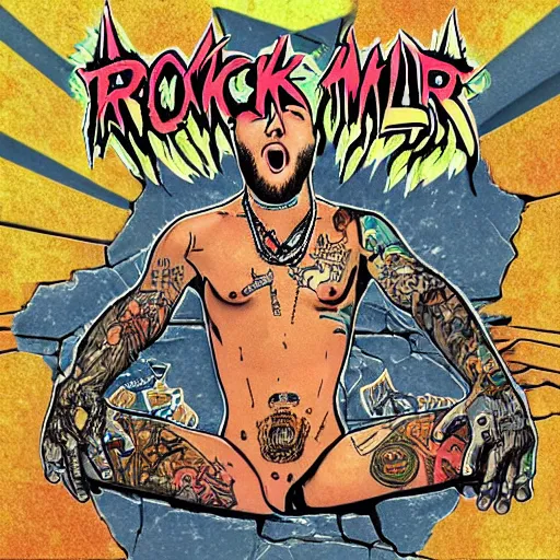 Prompt: the cover of a rock album by rapper mac miller, detailed,