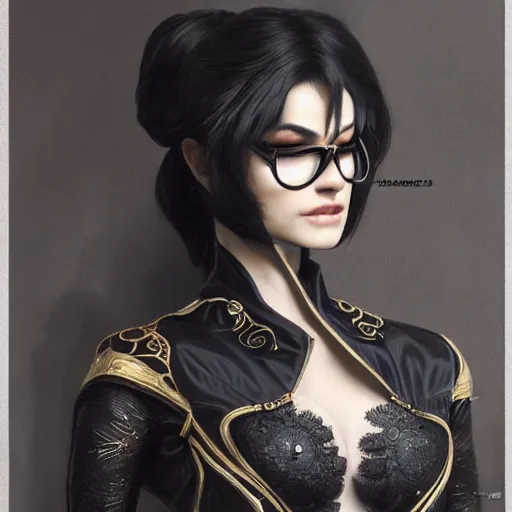 Prompt: a portrait a young asia argento as bayonetta, urban motifs, intricate, elegant, highly detailed, digital painting, trending on artstation, concept art, smooth sharp focus, illustration, art by artgerm and greg rutkowski