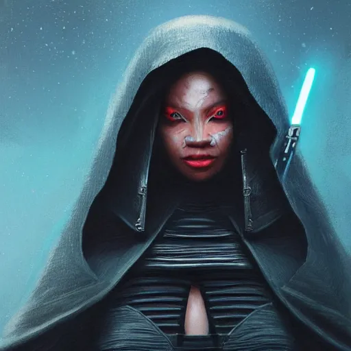 Image similar to star wars sith lord empire beyonce profile picture by Greg Rutkowski, intricate details, futuristic, volumetric lights, streetwear, studio ghibli, Organic Painting , Matte Painting, geometric shapes, hard edges, trending on the artstation, fantasy LUT, realistic by Sachin Teng + Martin Grip + Moebius + Patrick Gleason, smooth, sharp focus, illustration, art by John Collier and Albert Aublet and Krenz Cushart and Artem Demura and Alphonse Mucha, techwear, Industrial Scifi, detailed illustration, character portrait,