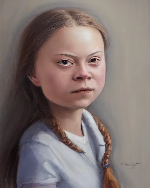 Prompt: portrait of greta thunberg painted by Nicoletta Ceccoli, detailed, award winning, digital painting, artstation, concept art, smooth, sharp focus, illustration,