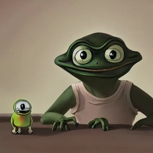 Prompt: goro fujita ilustration pepe the frog abducted by ufo, characterized by francisco de goya, character art, sharp focus, highly detailed.